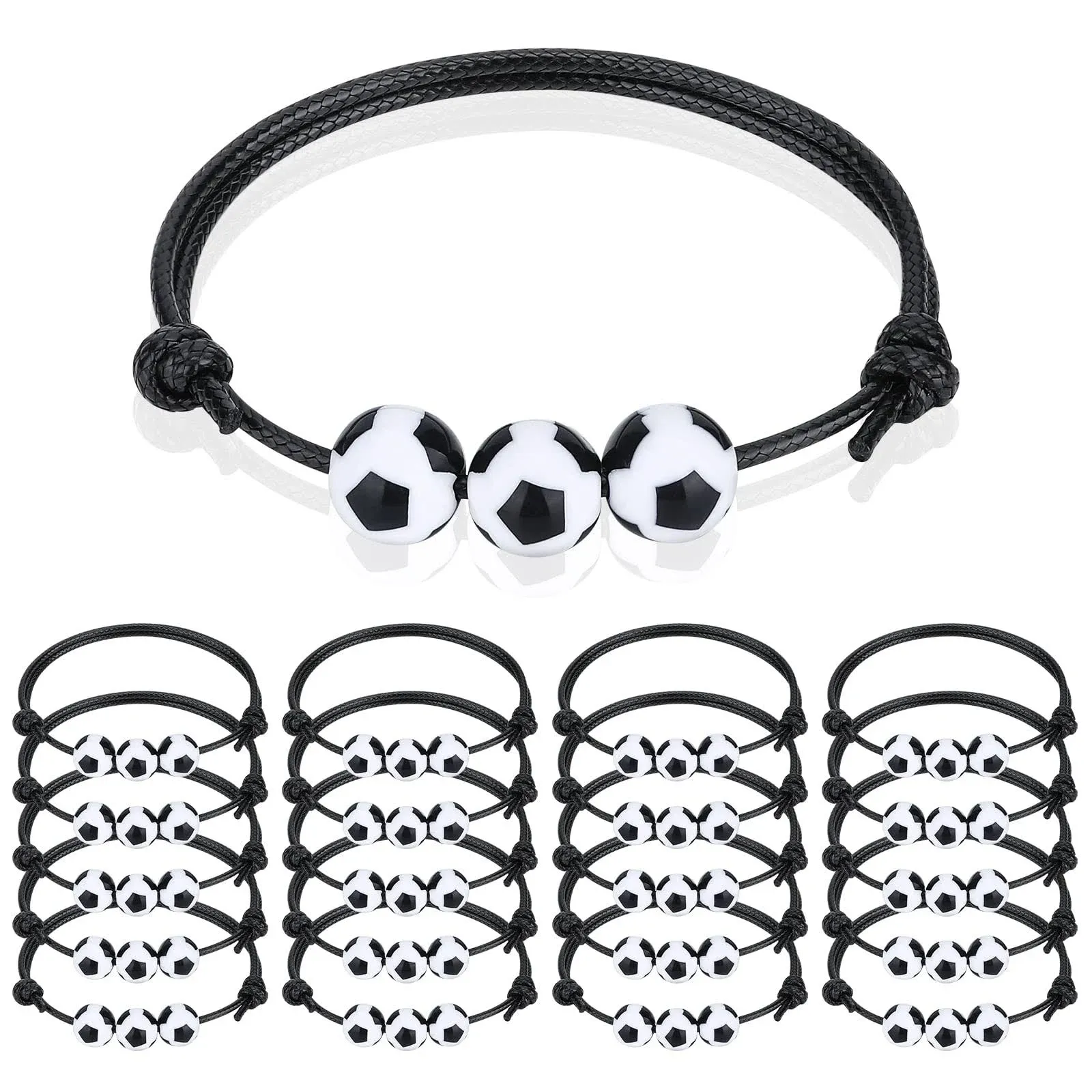 ZELARO 20 Pcs Soccer Charm Bracelets Soccer Party Favors Soccer Wristbands Soccer ...