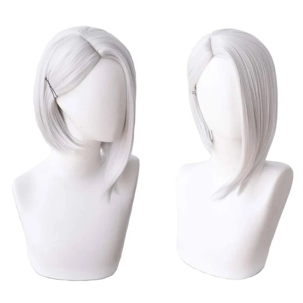 Women's Short Straight Cosplay Wig Silver White Cosplay Wig Halloween Wig for Game