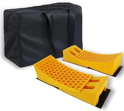 Dumble 2pc RV Leveling Blocks and Chock Blocks - 2 Rubber Mats and Storage Bag