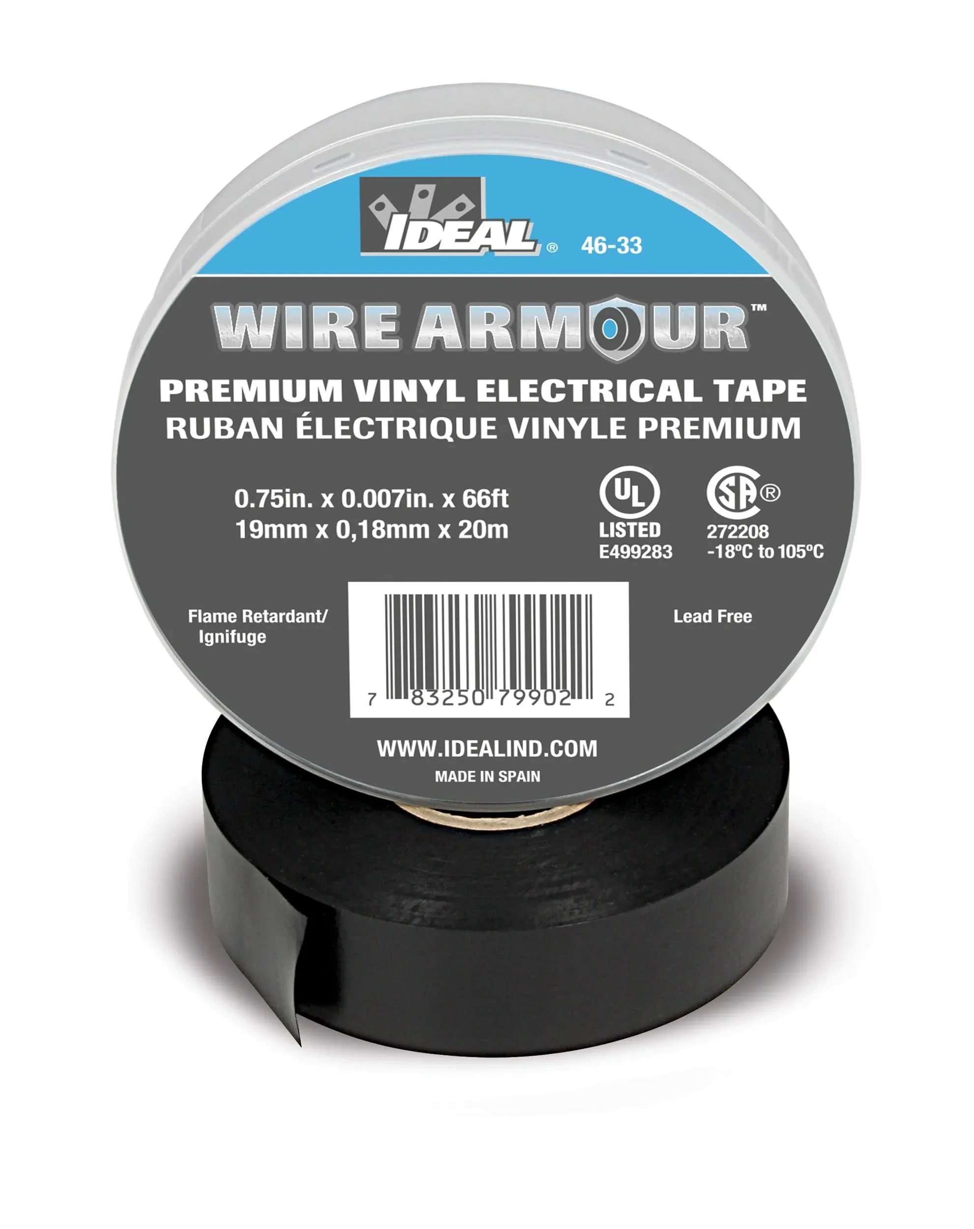 IDEAL INDUSTRIES INC. 46-33 Black 7 Mil Wire Armour UL Listed 3/4 in. Professional Vinyl Black Electrical Tape