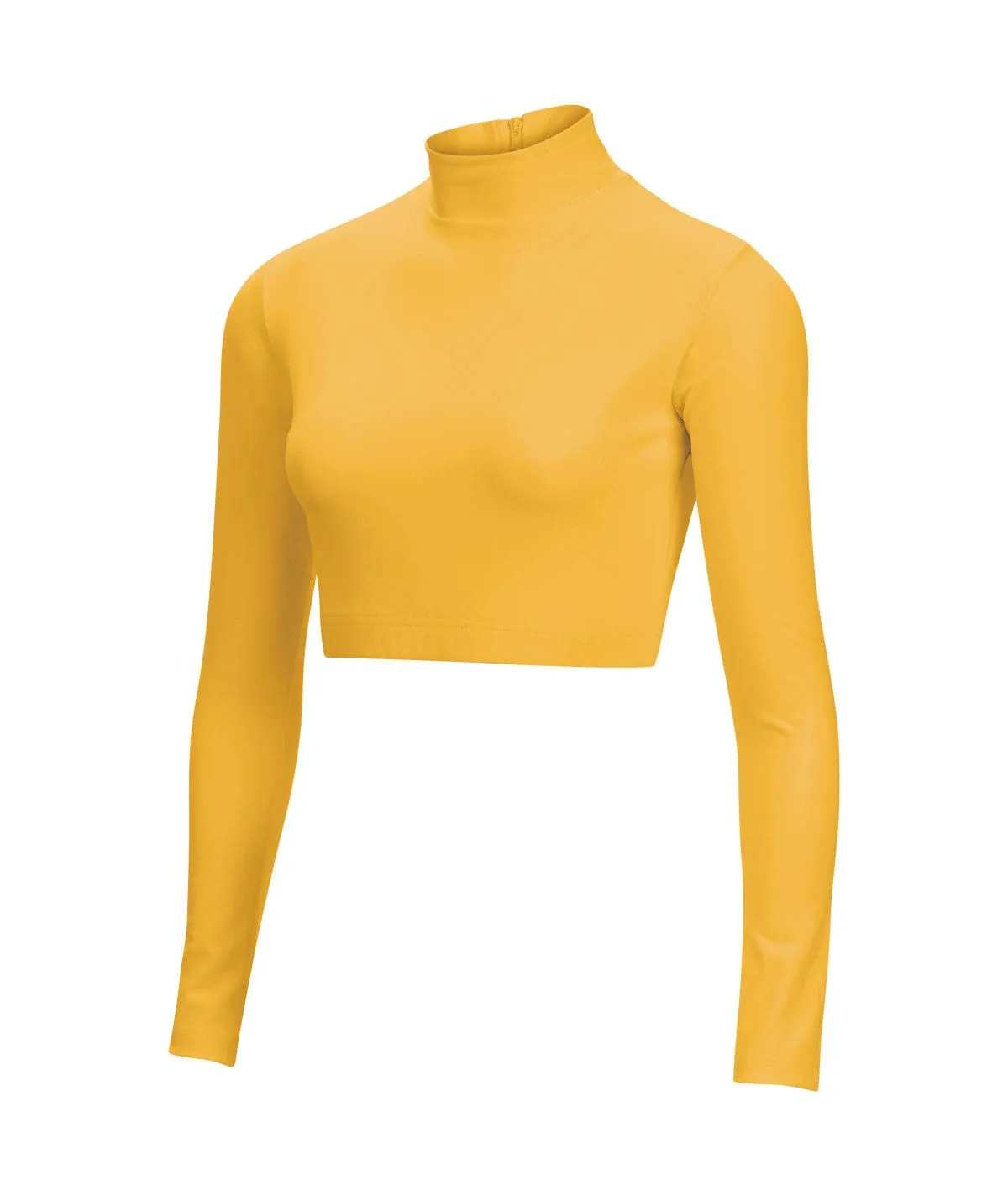 Cropped Cheer Bodysuit - Long Sleeve Cheerleading Turtleneck Crop Top - Stretch Body Suit For Cheerleaders (Adult Sizes)