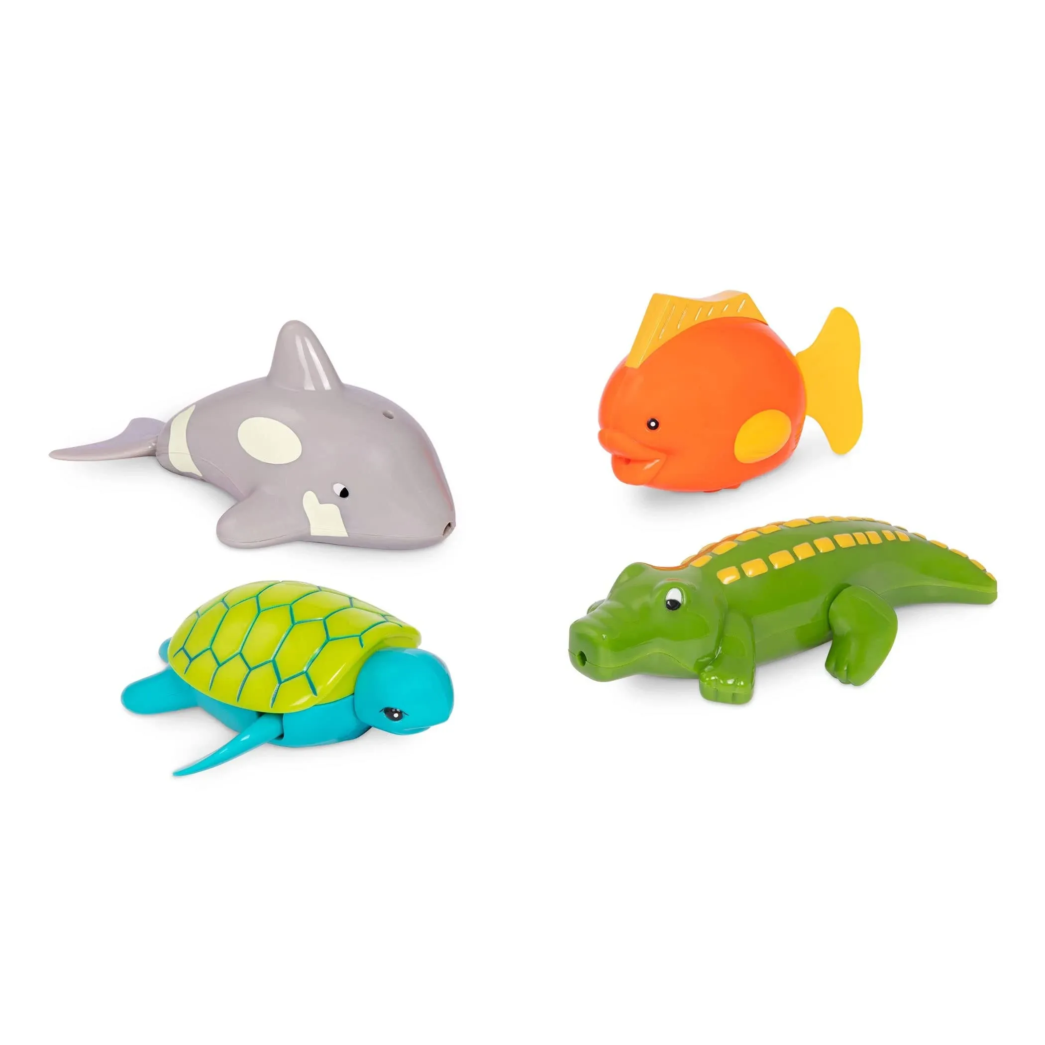 Battat – Paddling Bath Toys – 4-Pack Tub Animals – Floating Toys For Bathtime – Water & Beach Toys – 2 Years + – Wind-Up Tubbies - Turtle, Fish, Crocodile, Whale