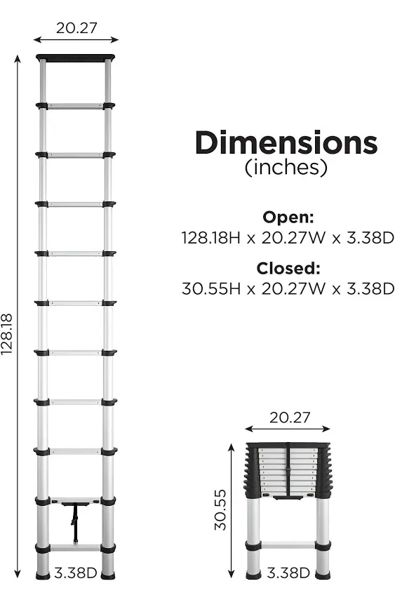 Cosco SmartClose 10.65-ft Aluminum Type 1a- 300-lb Load Capacity Telescoping Extension Ladder