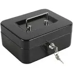 xydled Locking Steel Medium Cash Box with Removable Coin Tray and Key Lock,7.87"x 6.30"x 3.54",Blue