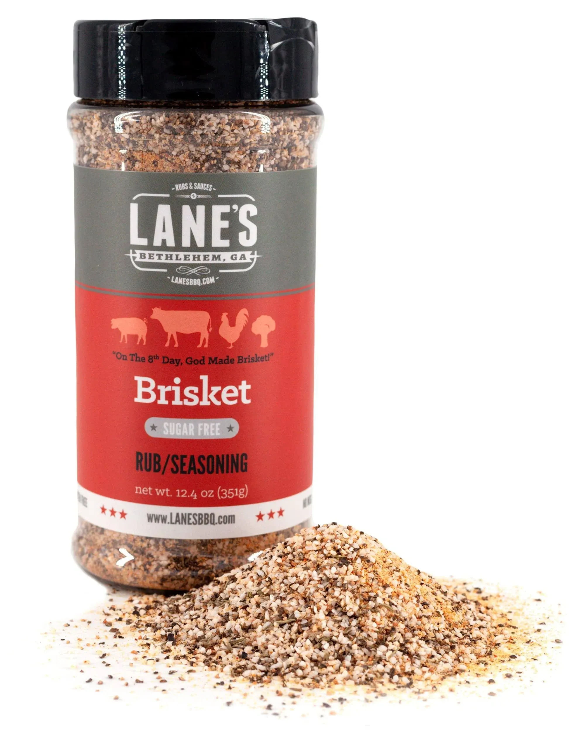 Lane's Premium Brisket Seasoning - All Natural Brisket Rub For Smoker and Grill | Championship Beef Brisket Rub, Burgers, Steaks | No MSG | No Preservatives | Keto Friendly | Made in the USA | 12.4 ozLane's Premium Brisket Seasoning - All Natural Brisket