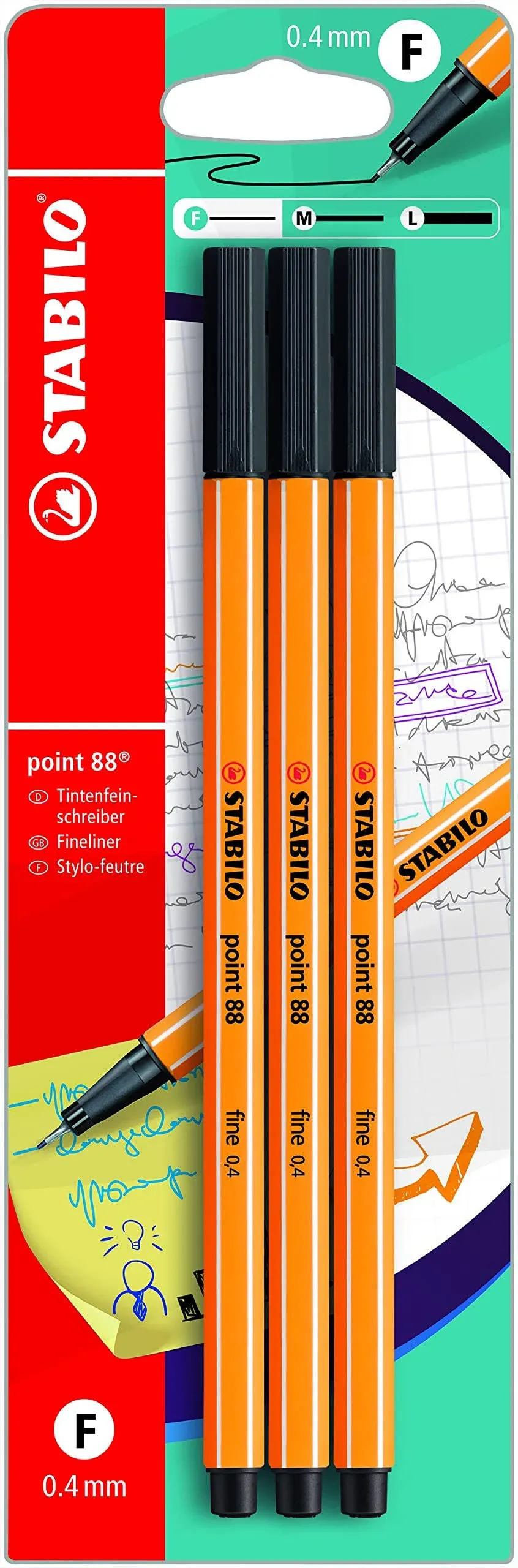 STABILO POINT 88 FINELINER PEN 47 COLORS 0.4mm (SET of 5)