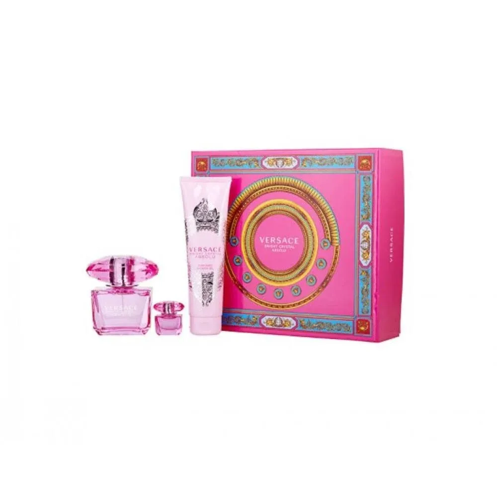 Versace Bright Crystal Absolu Eau De Parfum 3 Pc Gift Set for Women