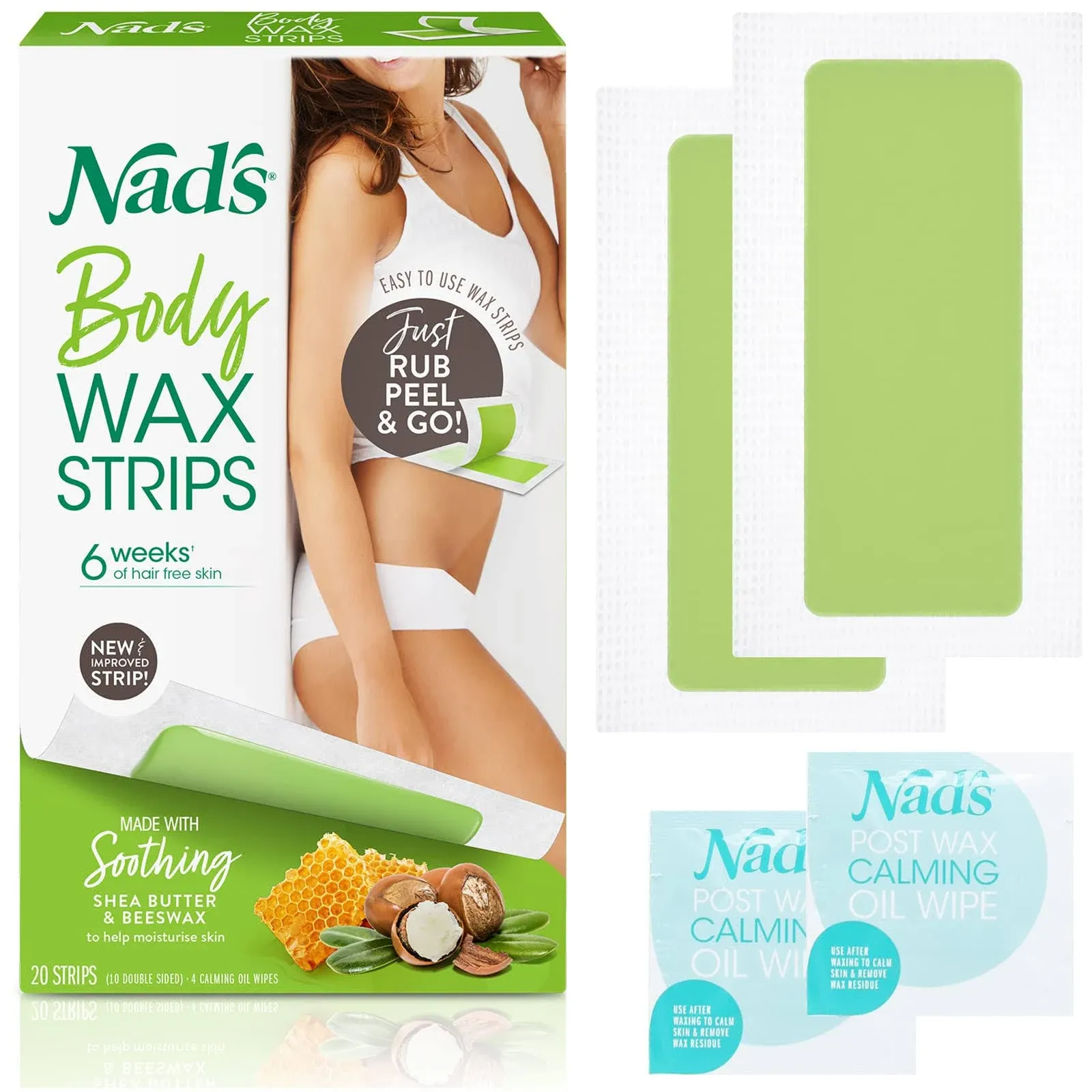 Nad's Body Wax Strips For Normal Skin 20 Strips