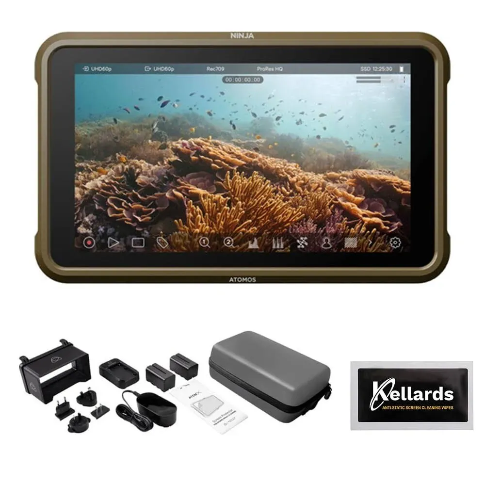 Atomos Ninja 5.2" 4K HDMI Recording Monitor Bundle with Atomos 5" Accessory Kit for Shinobi, Shinobi SDI and Ninja V Monitors and Anti-Static Screen