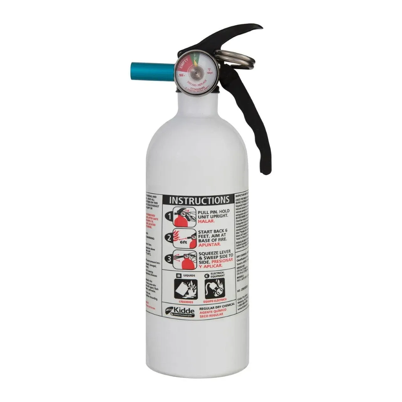 Kidde 466635MTLK Mariner 5 Fire Extinguisher, 2#, 5-B:C, with Metal Valve Nylon VB, White