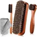 4-Piece Horsehair Shoe Brush Shine Kit, Shoe Polish Kit, Leather Shoes Boot Clea