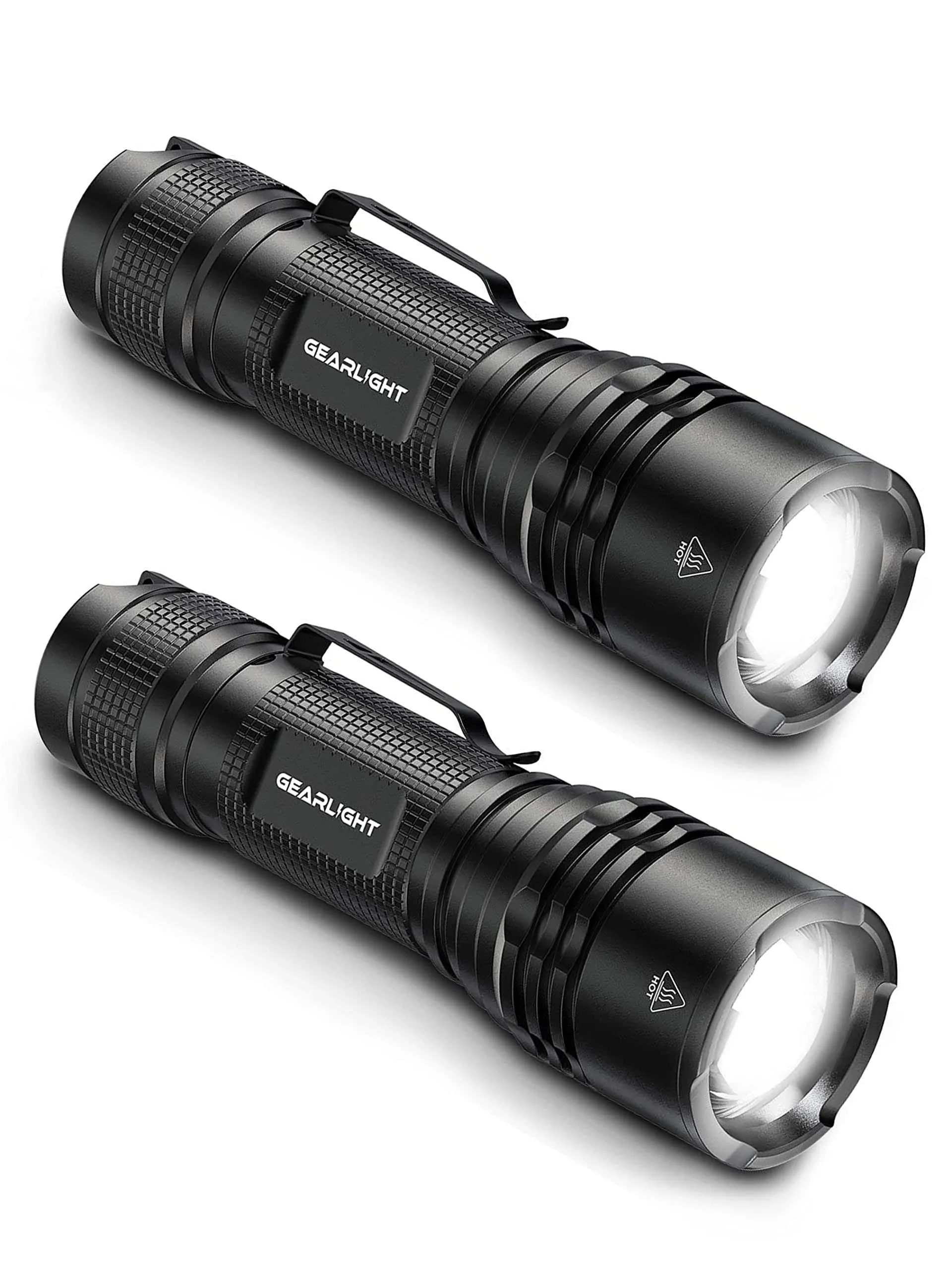 IBAOIBAOLEA A TAC IBAOLEA D Flashlight Pack - 2 Super Bright, Compact Tactical Flashlights with High Lumens for Outdoor Activity & Emergency Use - Gifts for Men & Women Tactical Black -