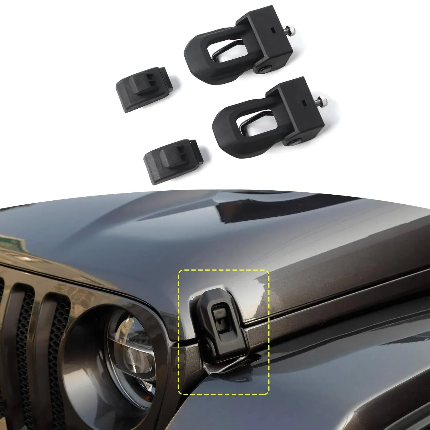 RT-TCZ for Jeep JL OEM Hood Latches Catch Kit for Jeep Wrangler JL JLU Gladiator JT 2018-2024 Original Factory Black 2pcs