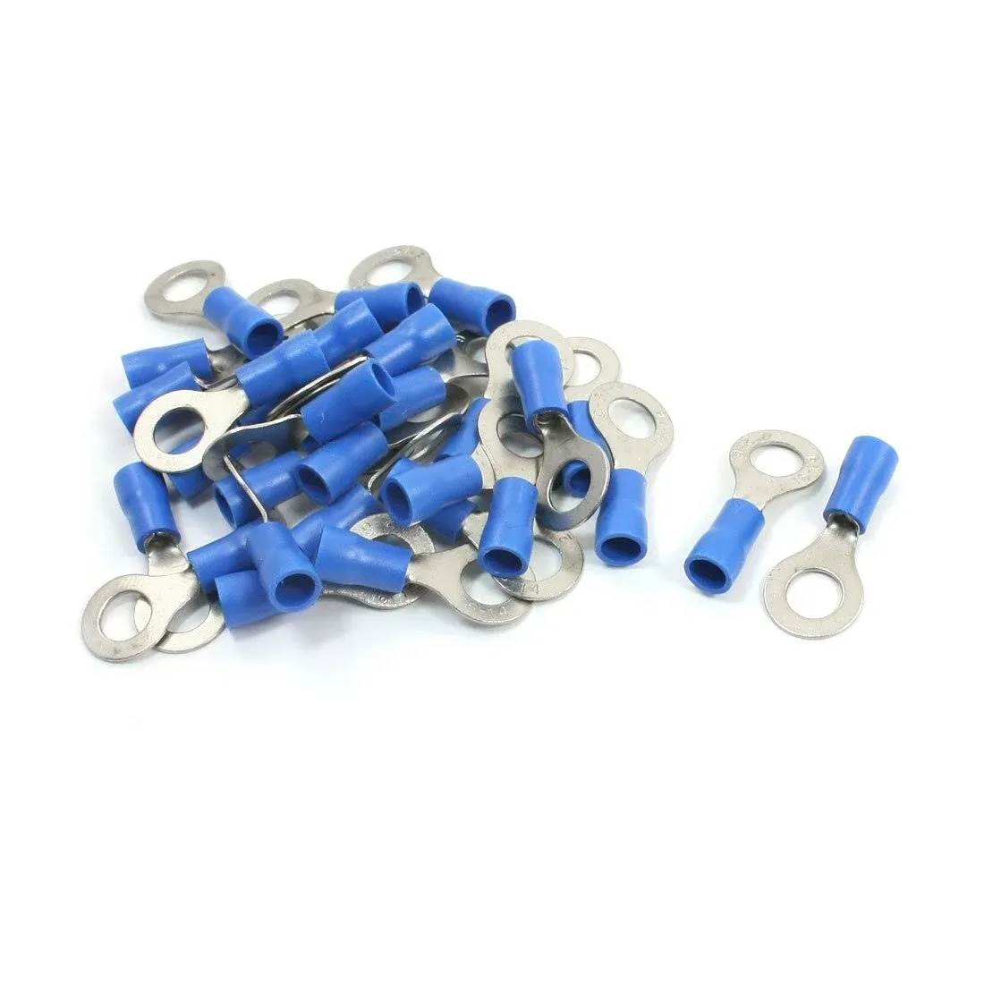 30pcs PVC Insulated Ring Terminal Cable Lugs Blue RV2-6 AWG 16-14