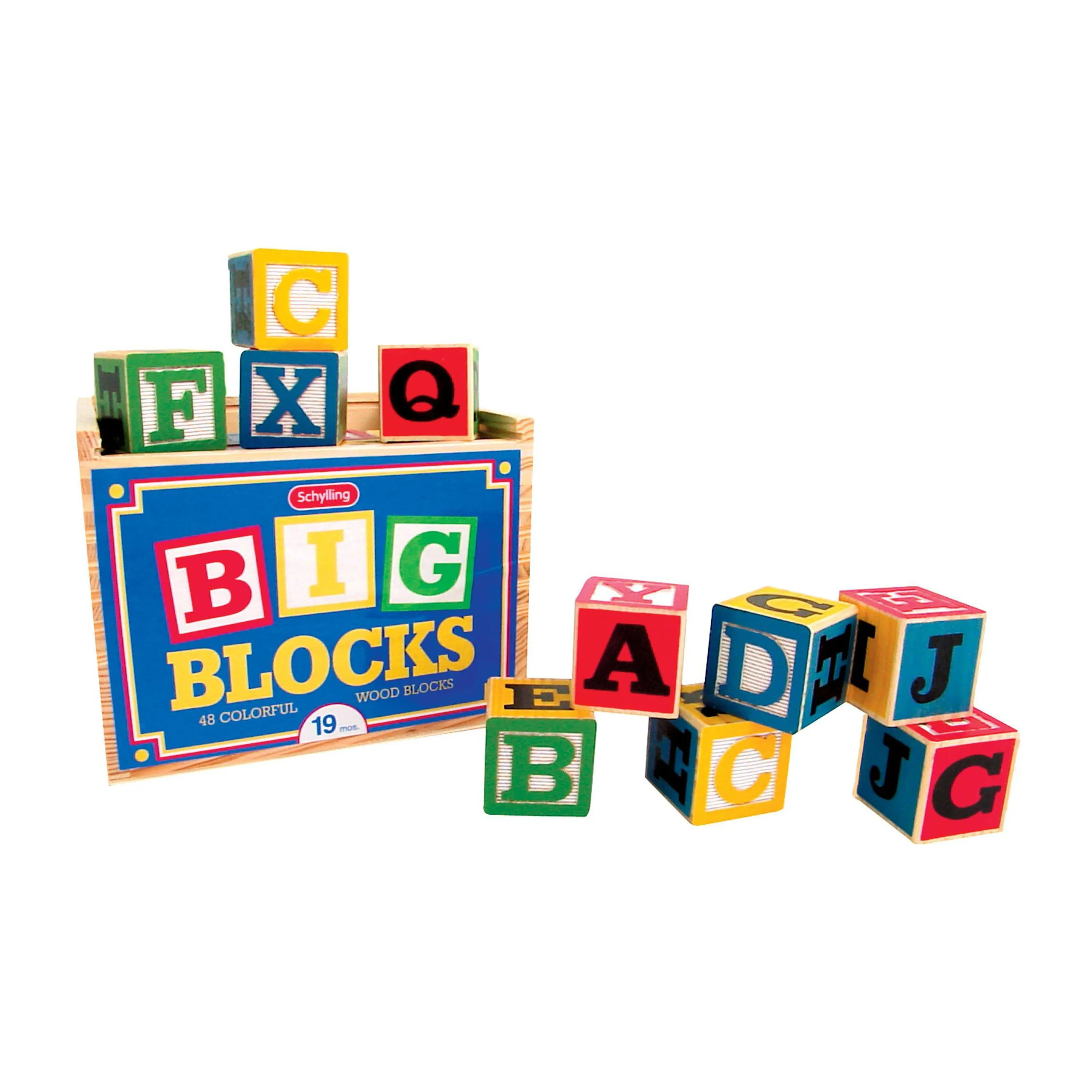 SCHYLLING Large Wooden ABC Blocks in Wood Box ABL