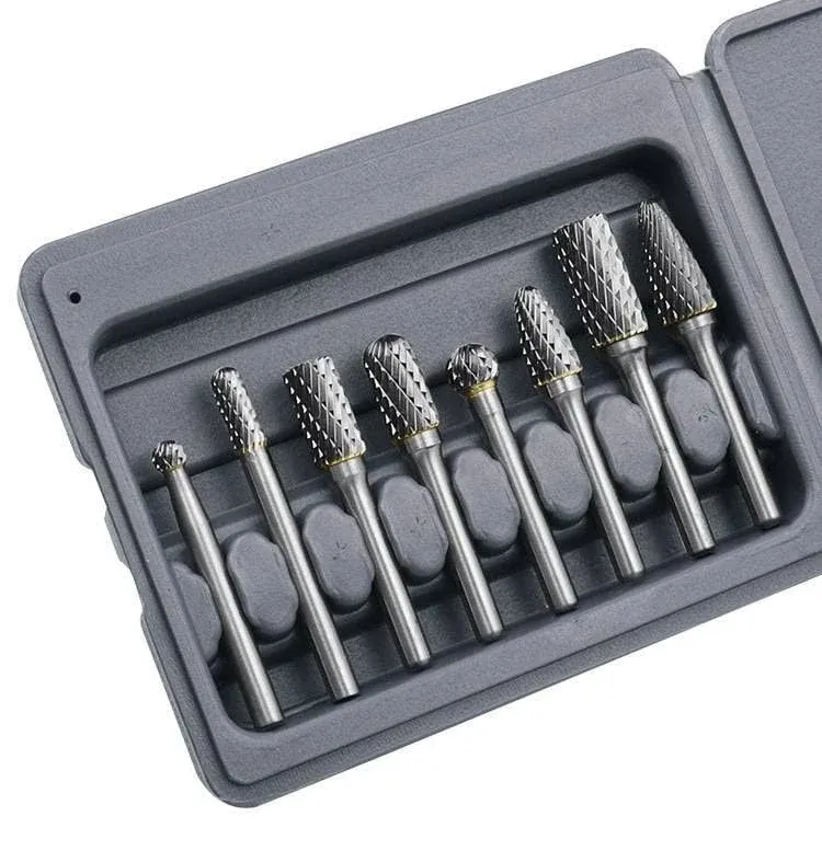 YUFUTOL Carbide Burr Set - 8pcs Double Cut Solid Carbide Rotary Burr Set Shank