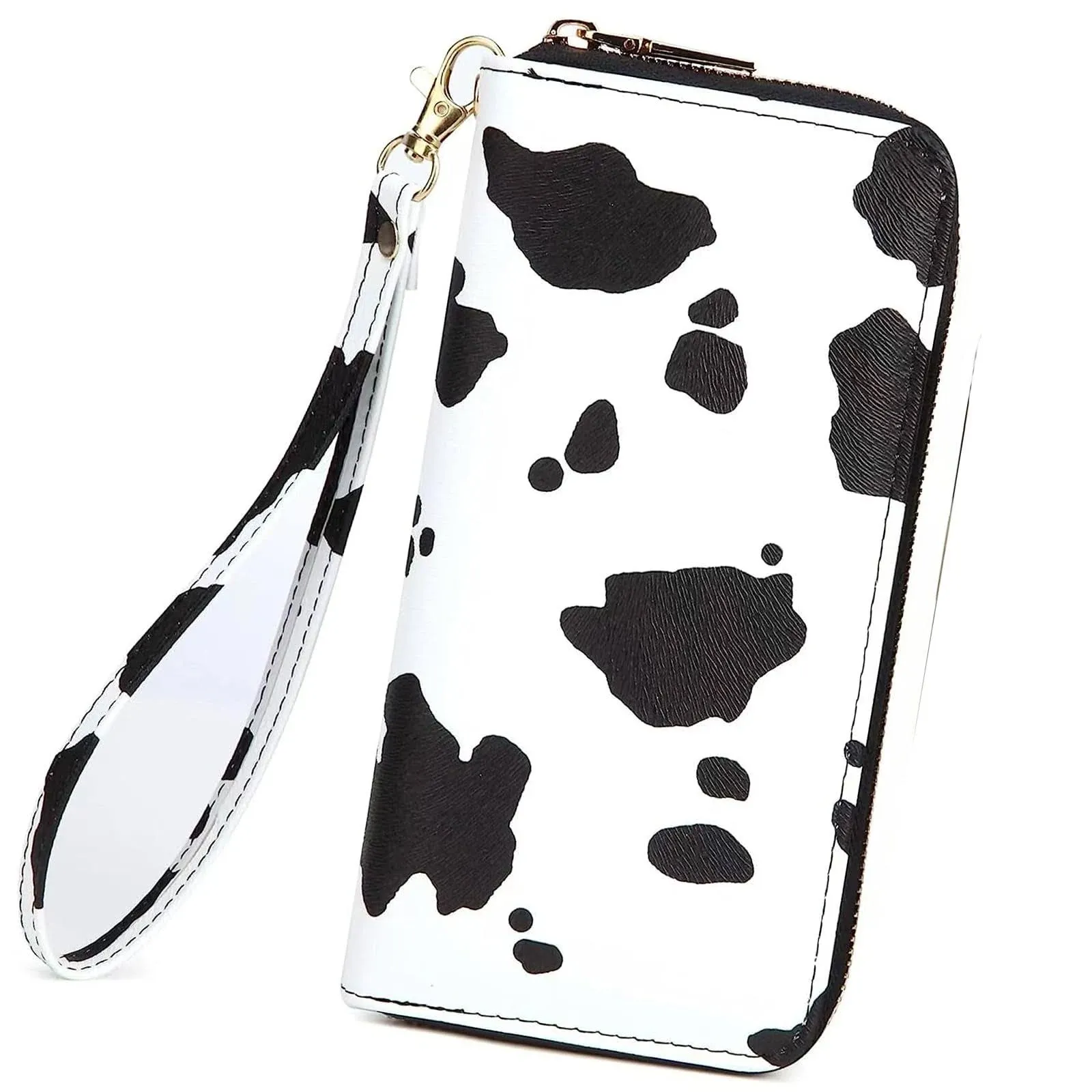 Fanwill Cow Print Stuff Wallets for Women Leather Zip Around Card Holder Ladies ...