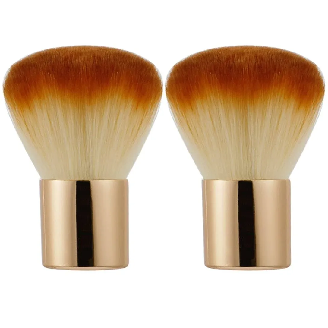 2 Pieces Kabuki Brushes Powder Brush Blush Brush Foundation Brush Bronzer Brush Face Blender Brush Mineral Blending Buffing Concealer Brush Multifunction Cosmetic Tools Portable Makeup Brush