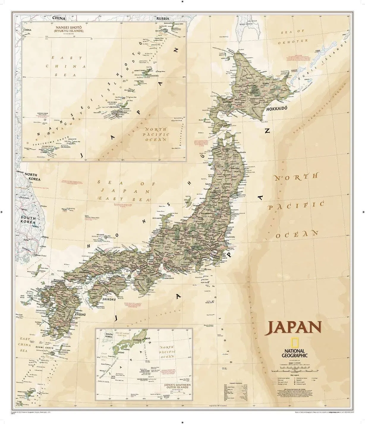 National Geographic Japan Executive Wall Map