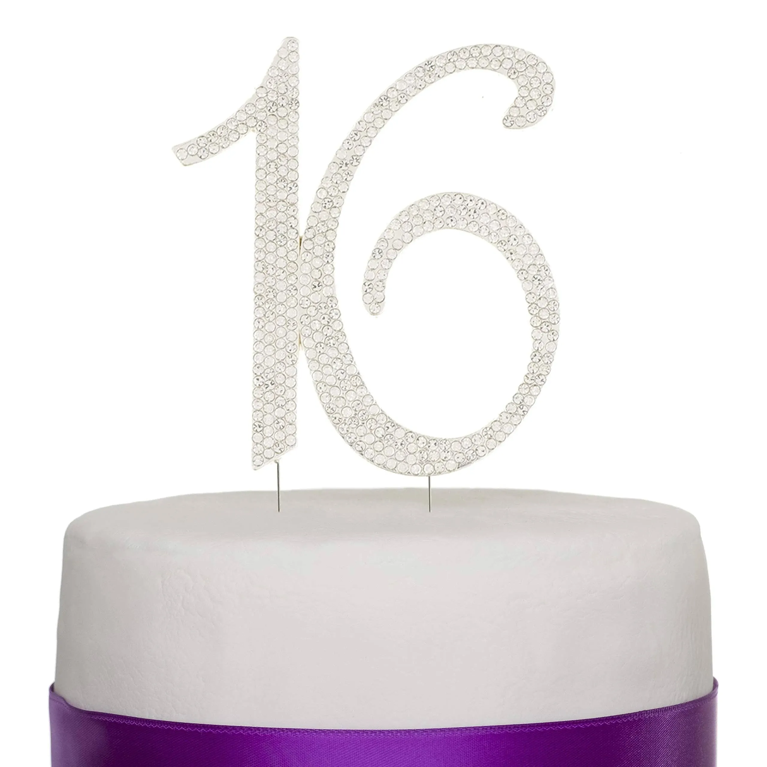 16 Cake Topper - Silver