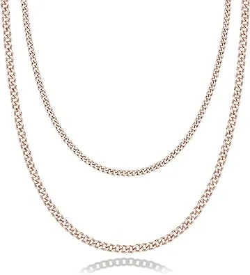 Layered Curb Link Chain Gold Necklace for Women by PAVOI