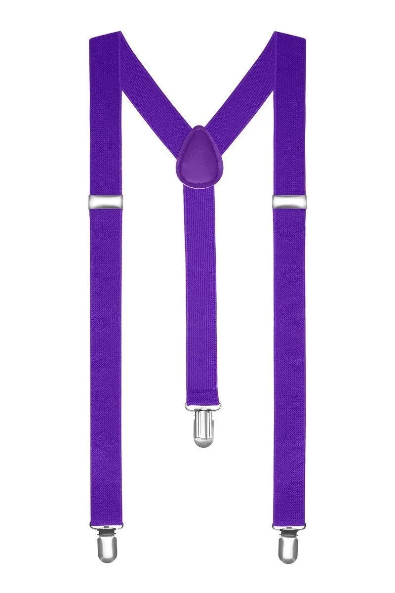 Boolavard Braces/Suspenders One Size Fully Adjustable Y Shaped With Strong Clips