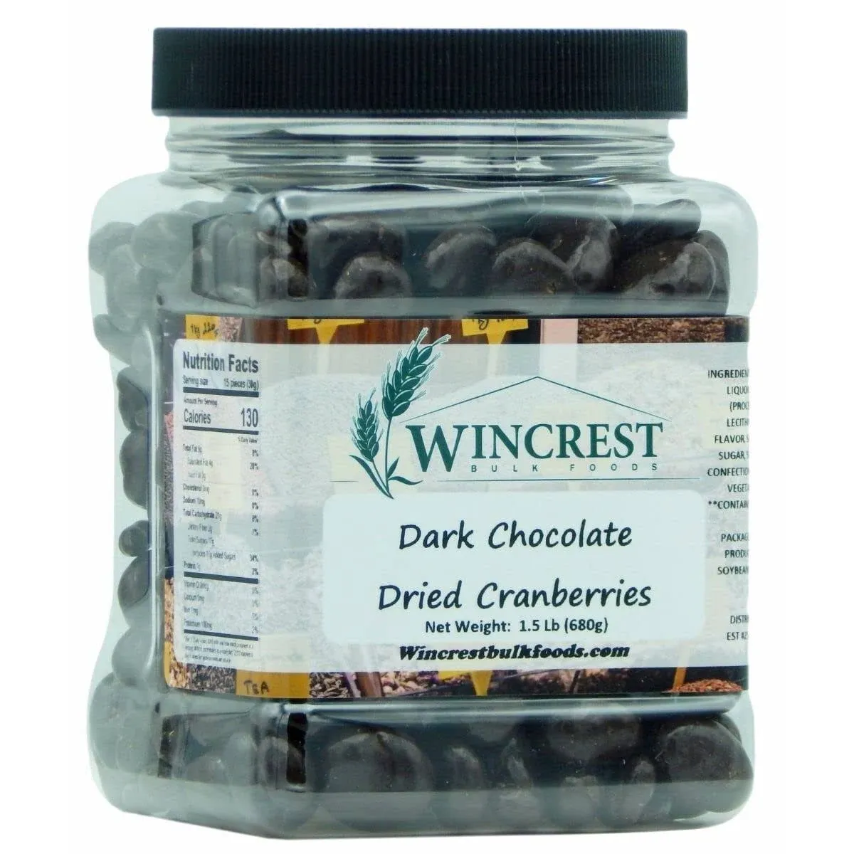 Wincrest BulkFoods Dark Chocolate Covered Cranberries (1.5 lb Tub)