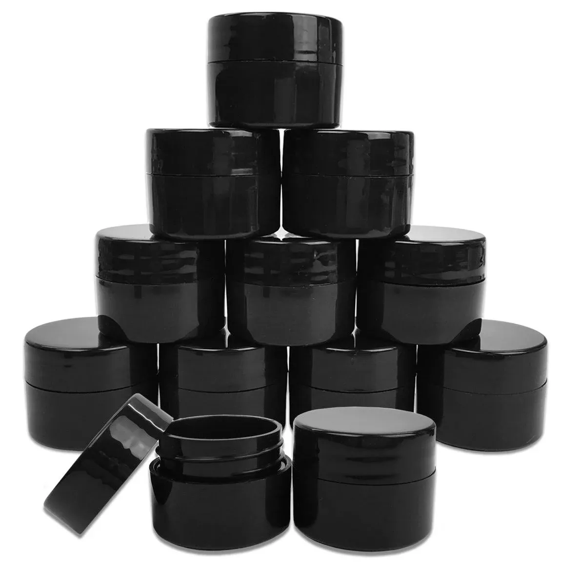 12 Pieces 7G/7ML Black Thick Cosmetic Sample Container Jars with Lid BPA Free