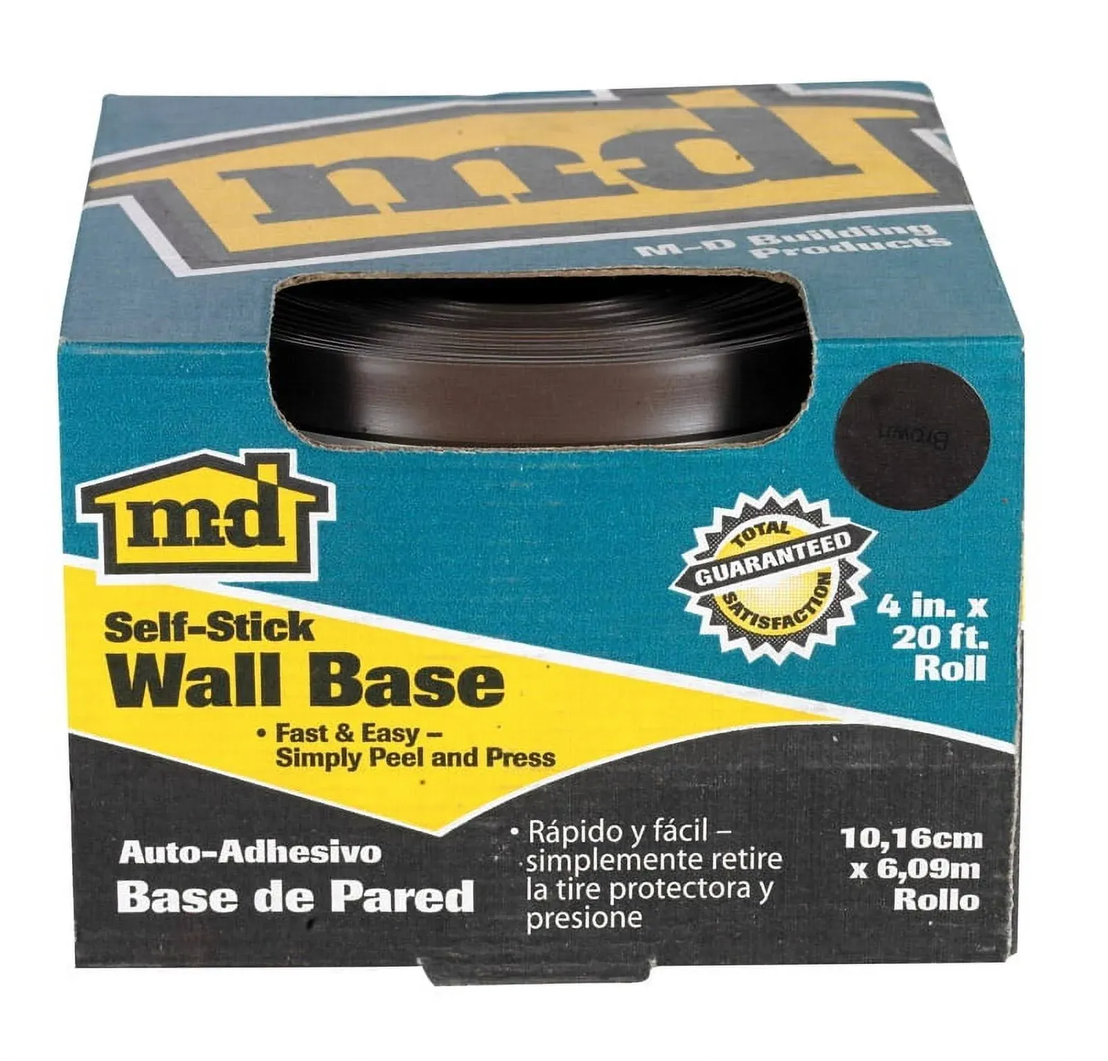 M-D 93161 Wall Base 20 ft L 4 in W Vinyl Brown