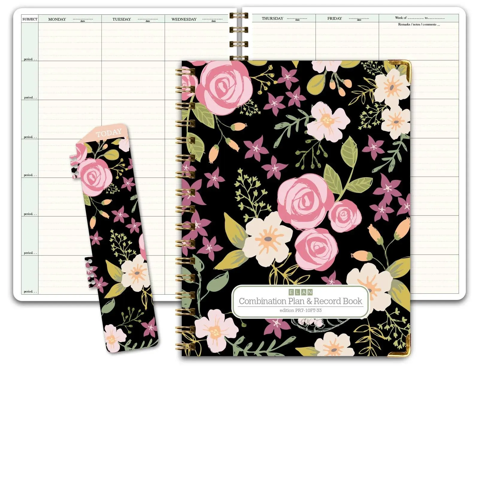 Hardcover Combination Plan and Record Book (PR7-10 - Black Floral) - PR7-10FT-33