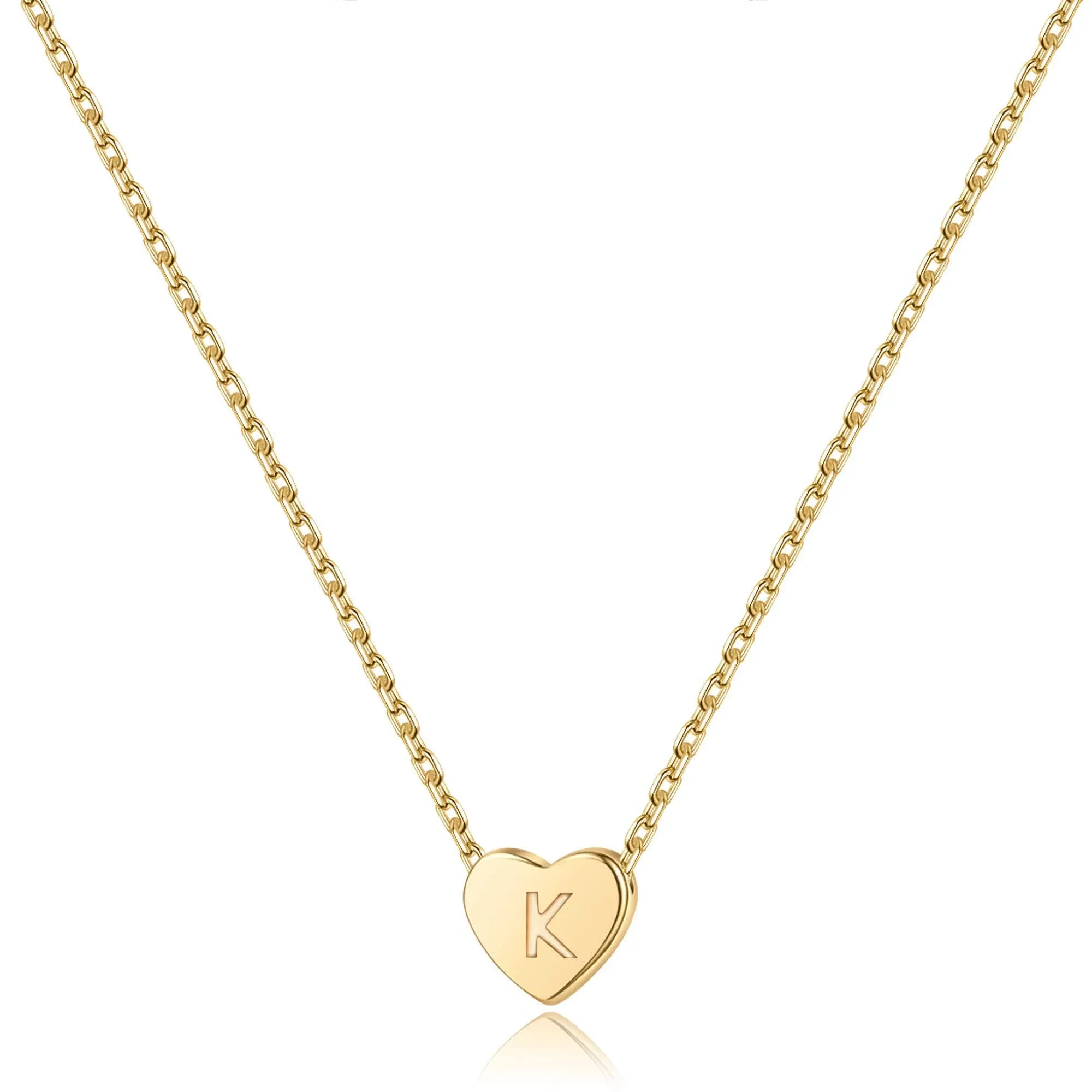 M MOOHAM Initial K Heart Necklace for Teen Girls, Heart Initial Necklace for Teen ...