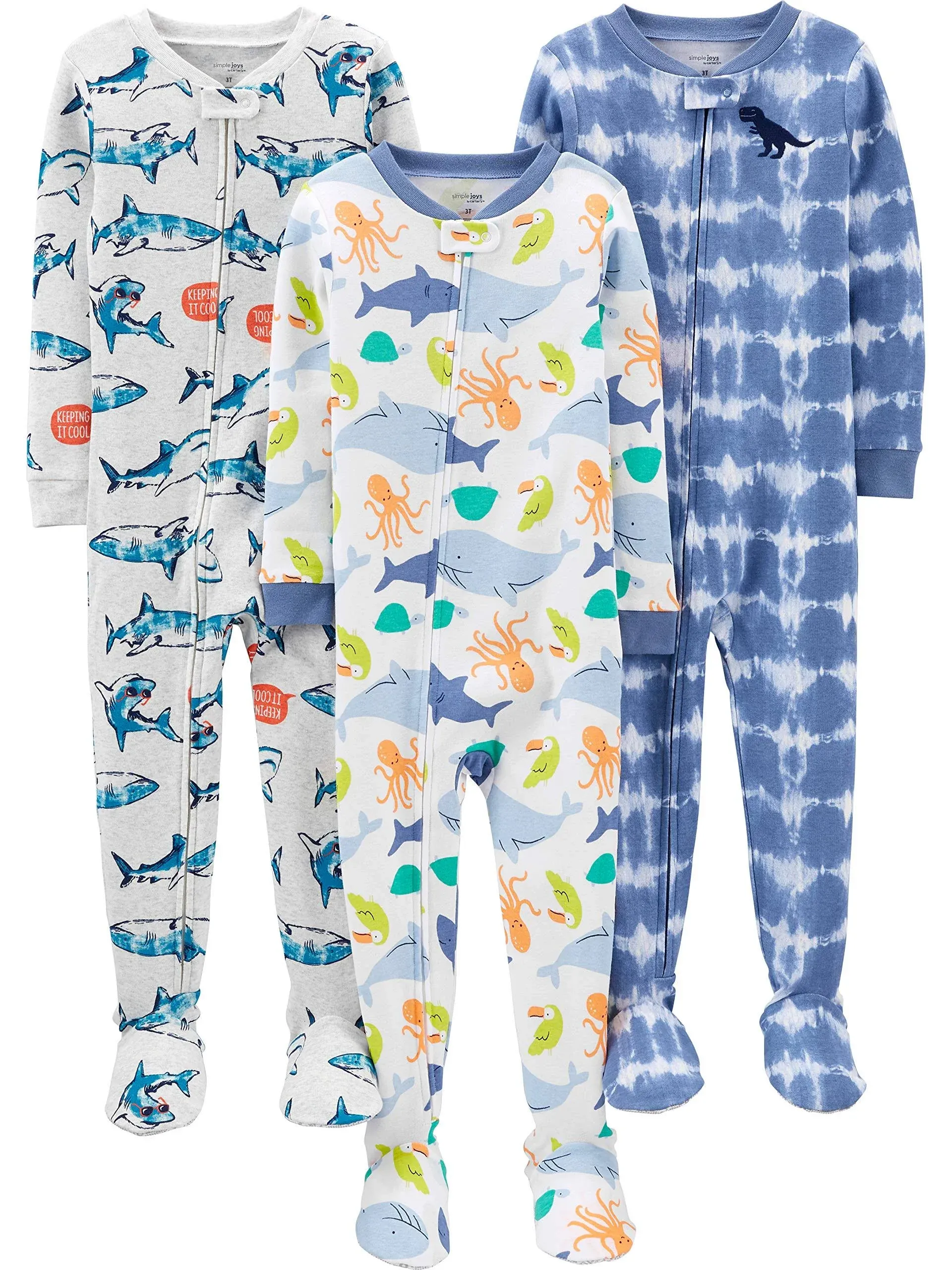 Simple Joys by Carter's Toddlers and Baby Boys' Snug-Fit Footed Cotton Pajamas ...