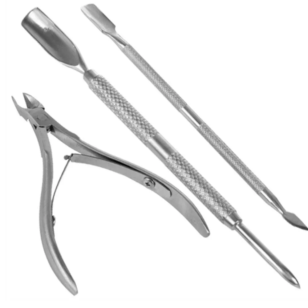 Nail Cuticle Spoon Pusher Remover Nail Cut Tool Pedicure Manicure Set. Pocket...