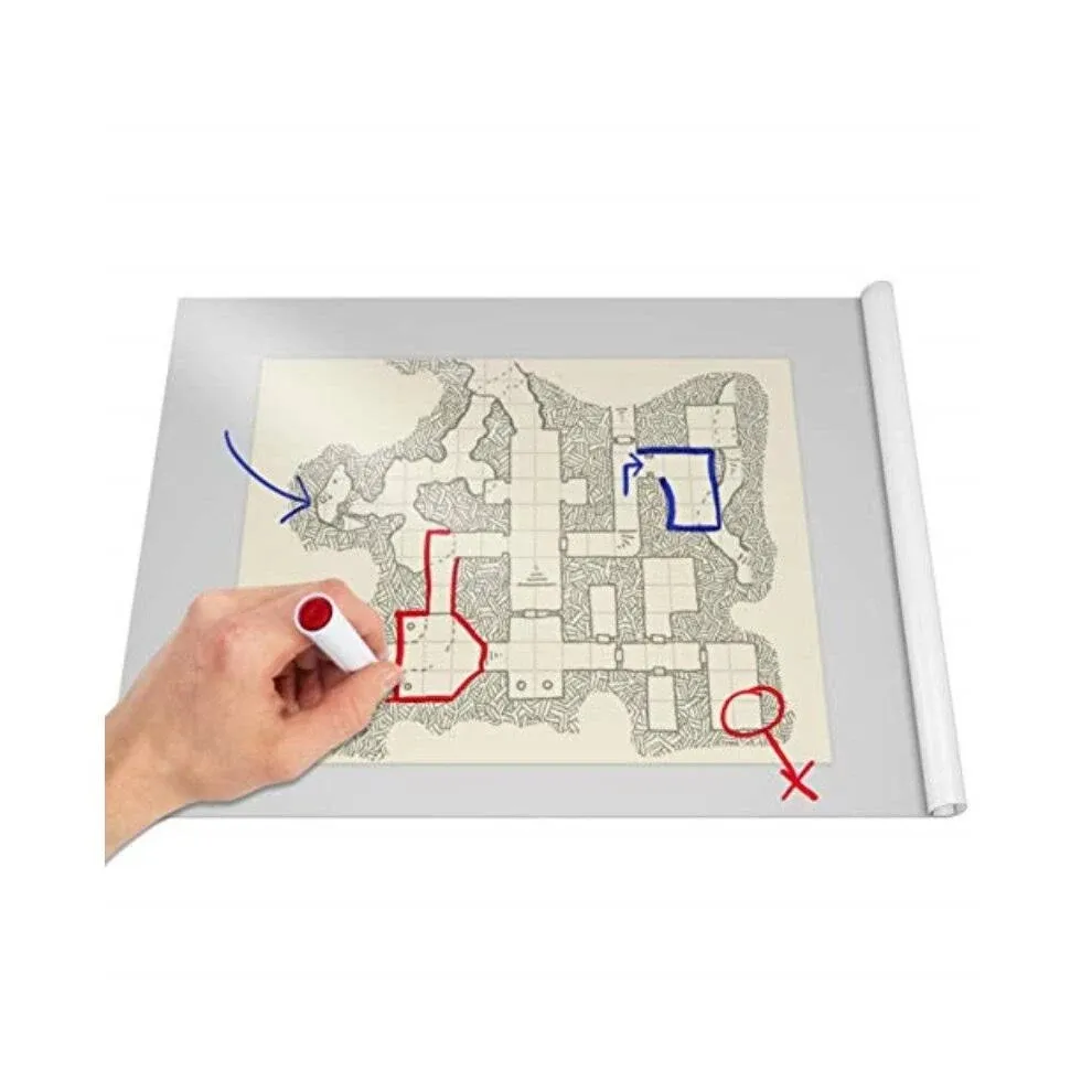 Silicone Battle Grid Mat for TTRPG | White 2' x 3' Dungeon Master Mat. for use with Dry Erase Markers.