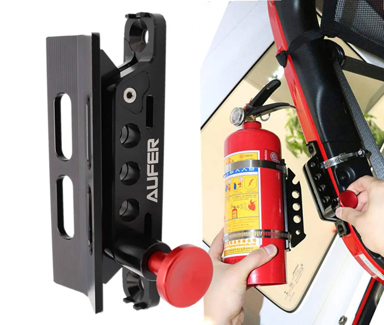 (1-Year Warranty) Universal Adjustable Roll Bar Fire Extinguisher Mount Holder ...