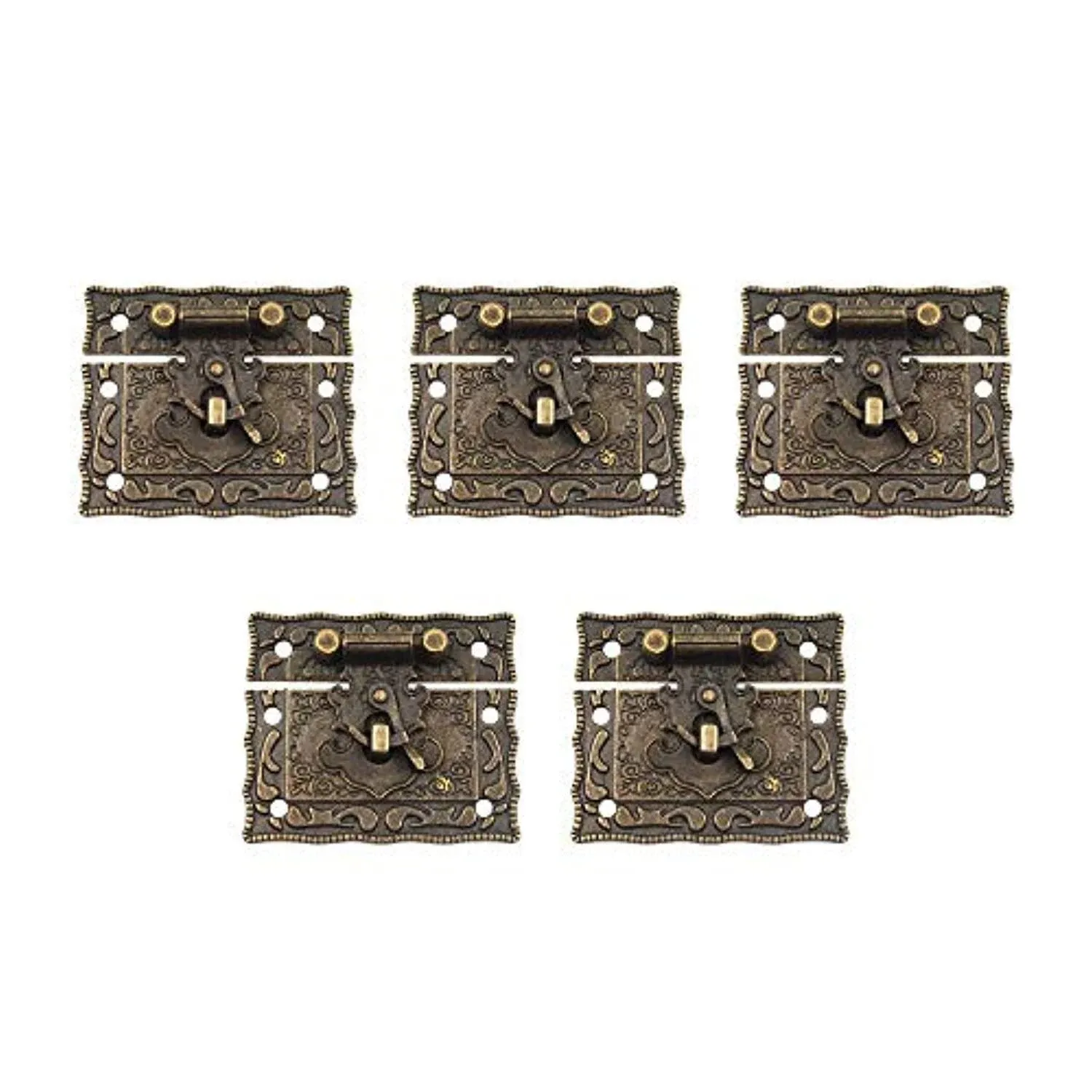 My MIRONEY Antique Bronze Wooden Box Lock Buckle Vintage Jewelry Box Hasp Clasp Latch Lock with Screws Pack of 5