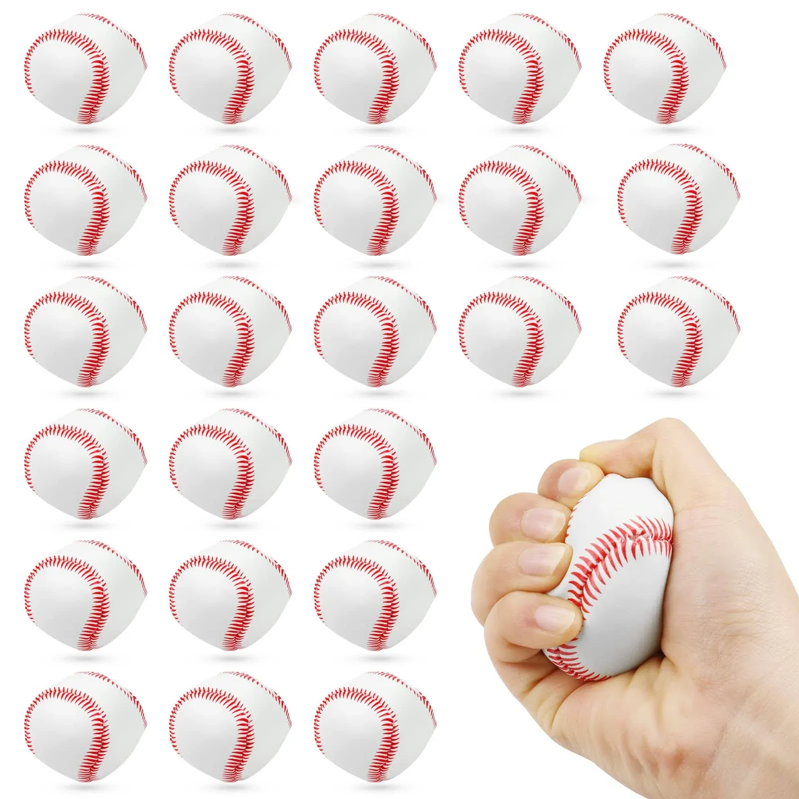 24 Pack Mini Foam Baseballs - 2 Inch Soft Baseball Toys Squeeze Stress Relief Balls for Kid Themed Party Favors, Sports, Gifts