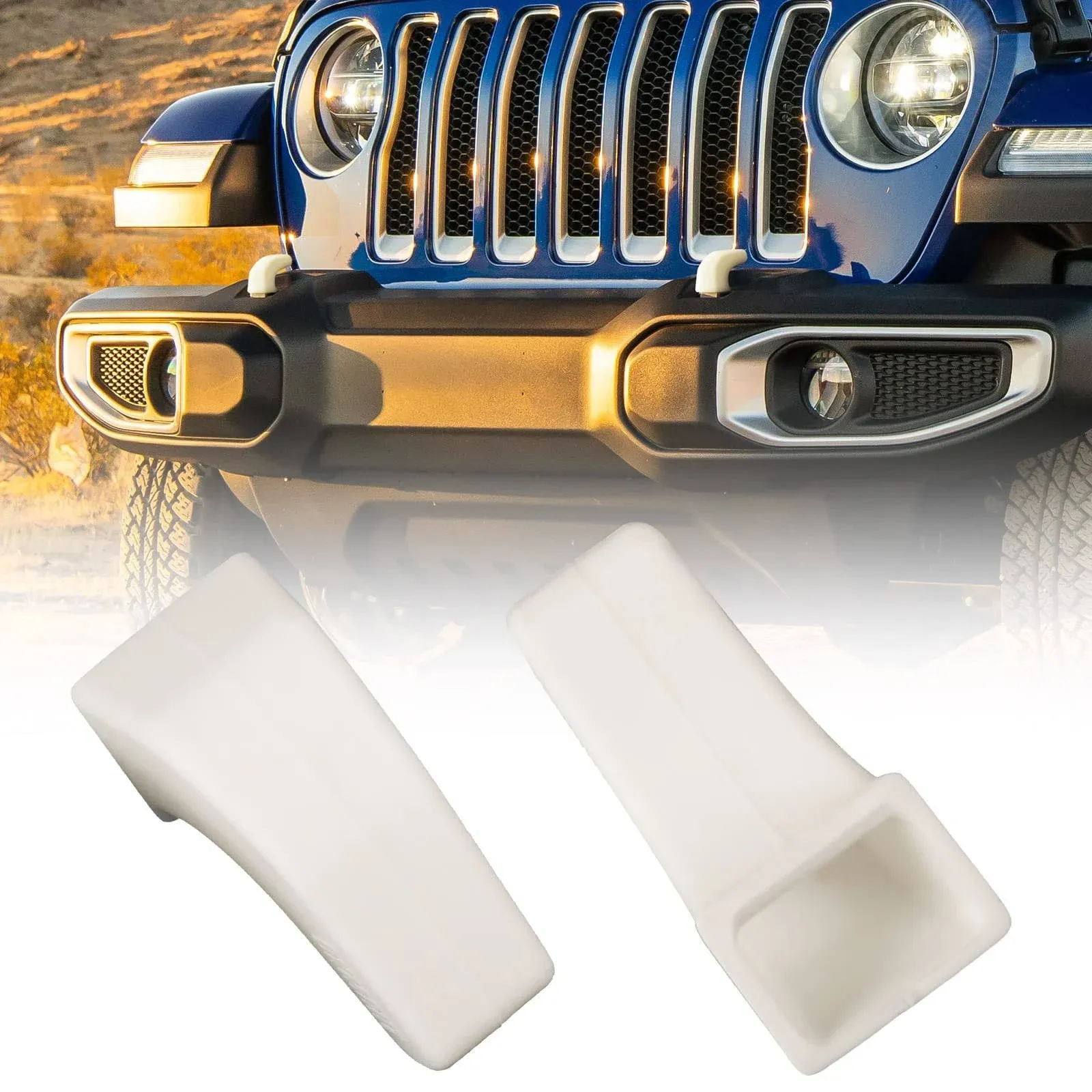 DKMGHT Factory Bumper Tow Hook Covers for Jeep Wrangler JK JL Gladiator TJ White ...