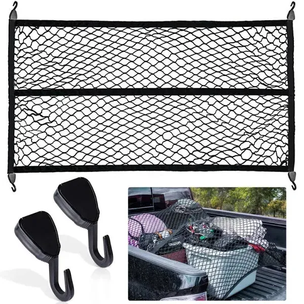 4'x4' High Elastic Truck Bed Cargo Net Stretch to 7' x 7' Bungee Cargo Net, Simple Truck Bed Cargo Mesh Organizer, Suitable for Daily Light Loads of Trucks -Single Layer