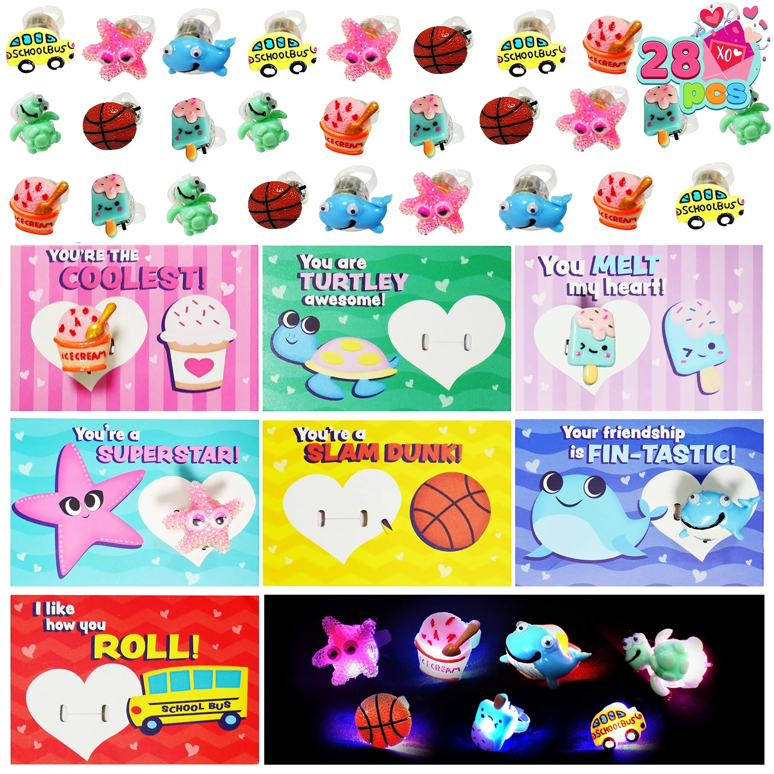 28pcs Kids Valentines Cards with Princess Crown-Classroom Exchange Gifts