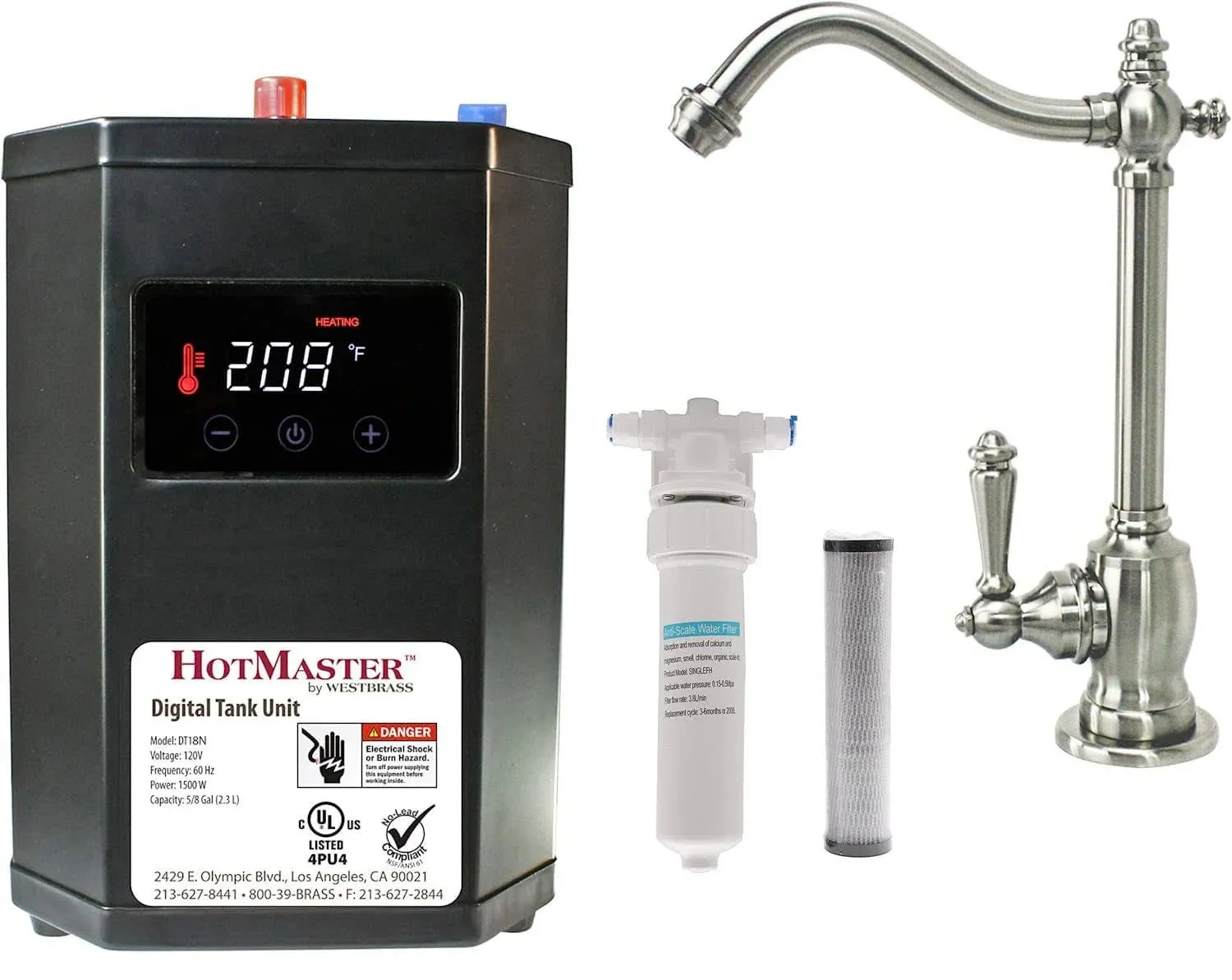 Victorian 9" Instant Hot Water Dispenser With HotMaster DigiHot Digital Tank, Stainless Steel