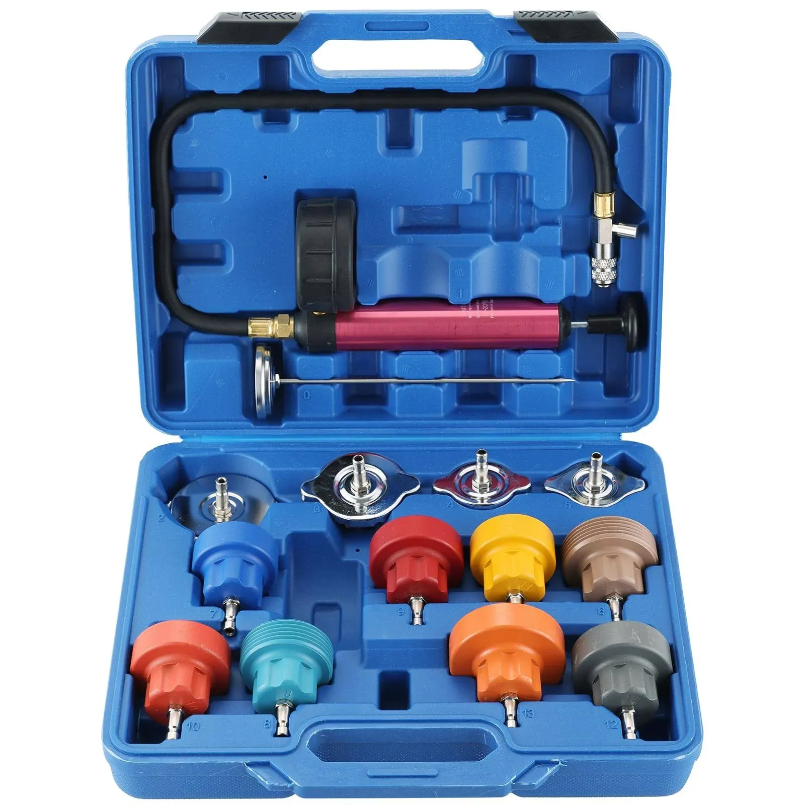 DASBET Radiator Pressure Leakage Tester Tool Kit, 14pcs Automotive Cooling System ...