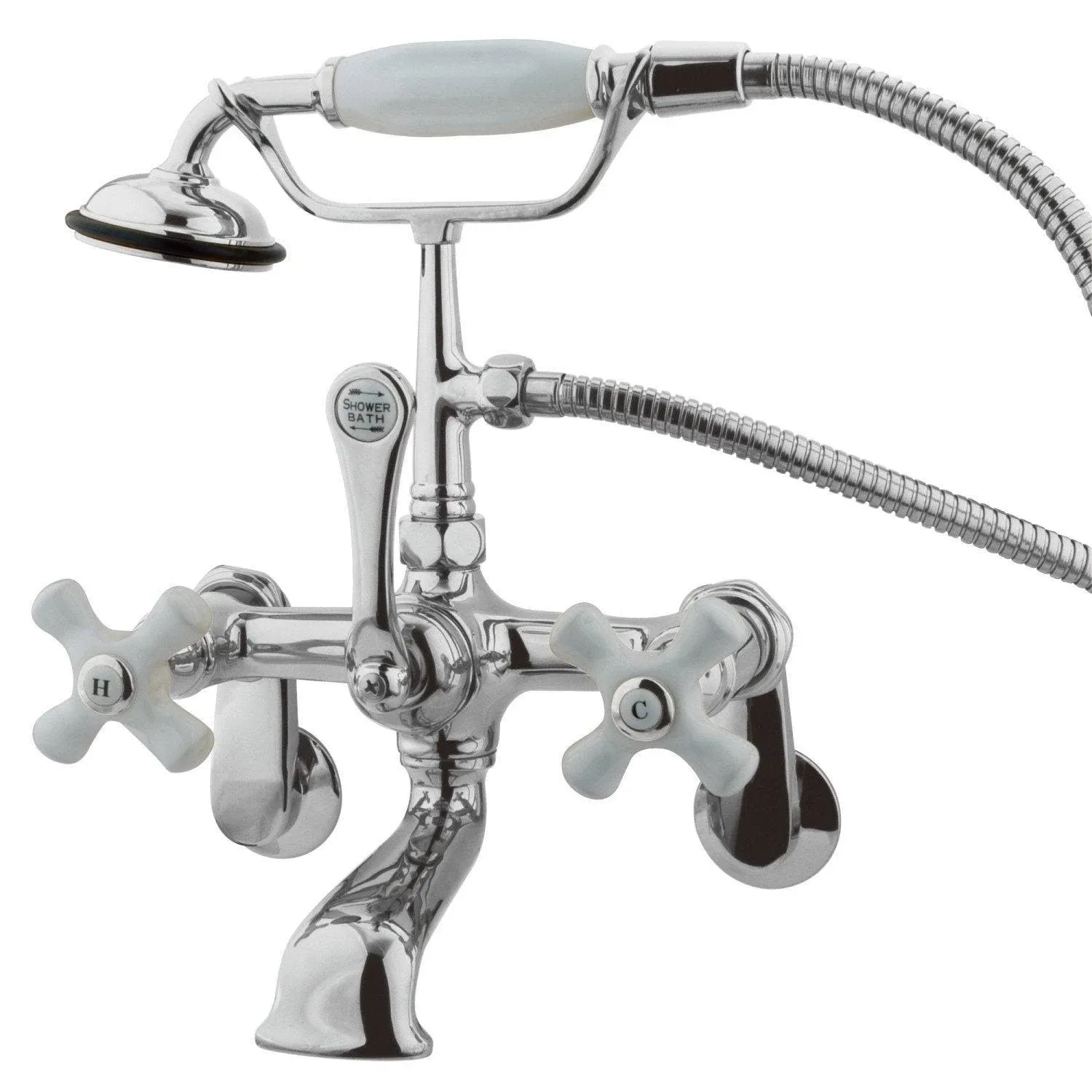 Kingston Brass Vintage Wall Mount Clawfoot Tub Filler with Hand Shower