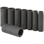 PITTSBURGH 3/8 in. Drive SAE Impact Deep Socket Set, 8 Piece