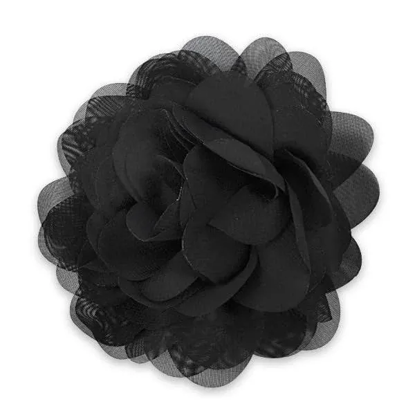 Expo Tina Fashion Flower Fabric Brooch Pin Hair Clip, Black