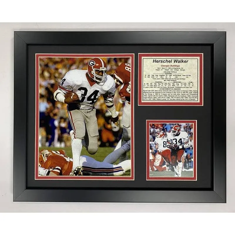 Legends Never Die Herschel Walker - Bulldogs Framed Memorabilia