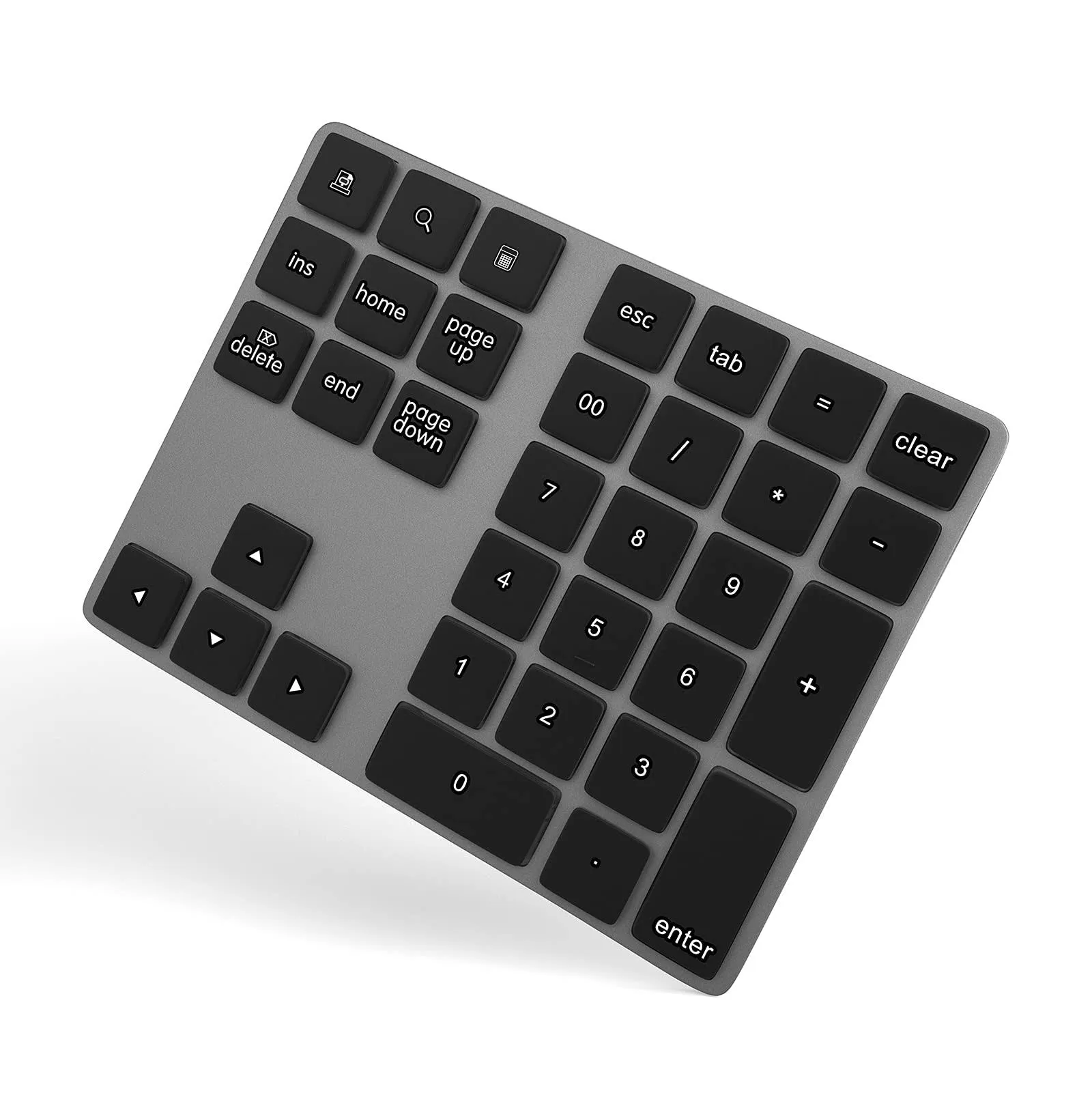 Foloda Bluetooth Numeric Keypad, Aluminum Rechargeable 34-Keys Wireless Number Pad External 10 Keys Numpad Data Entry Compatible for Laptop MacBook Mac Windows