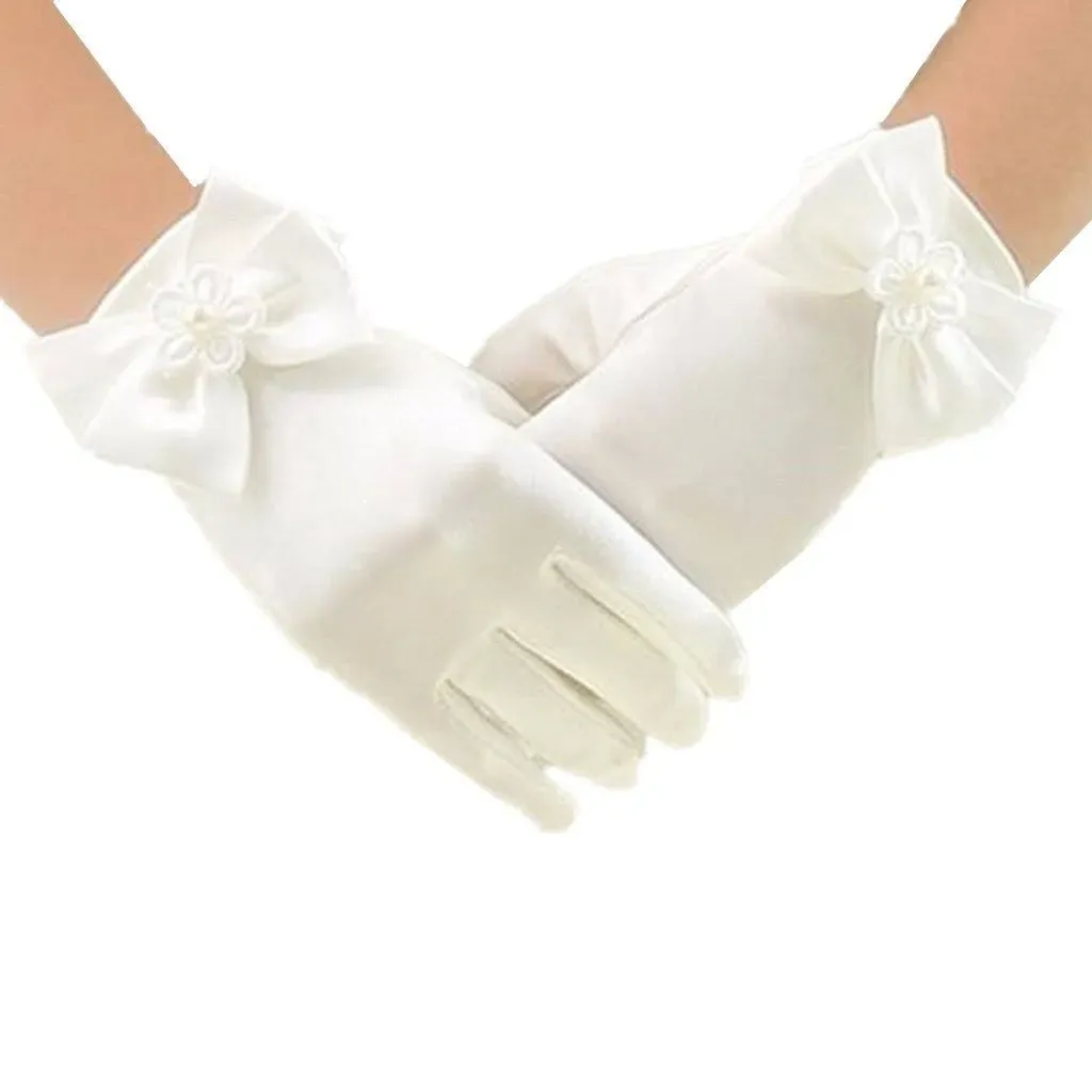 DreamHigh Wedding Flower Girl's Stretch Satin Dress Gloves