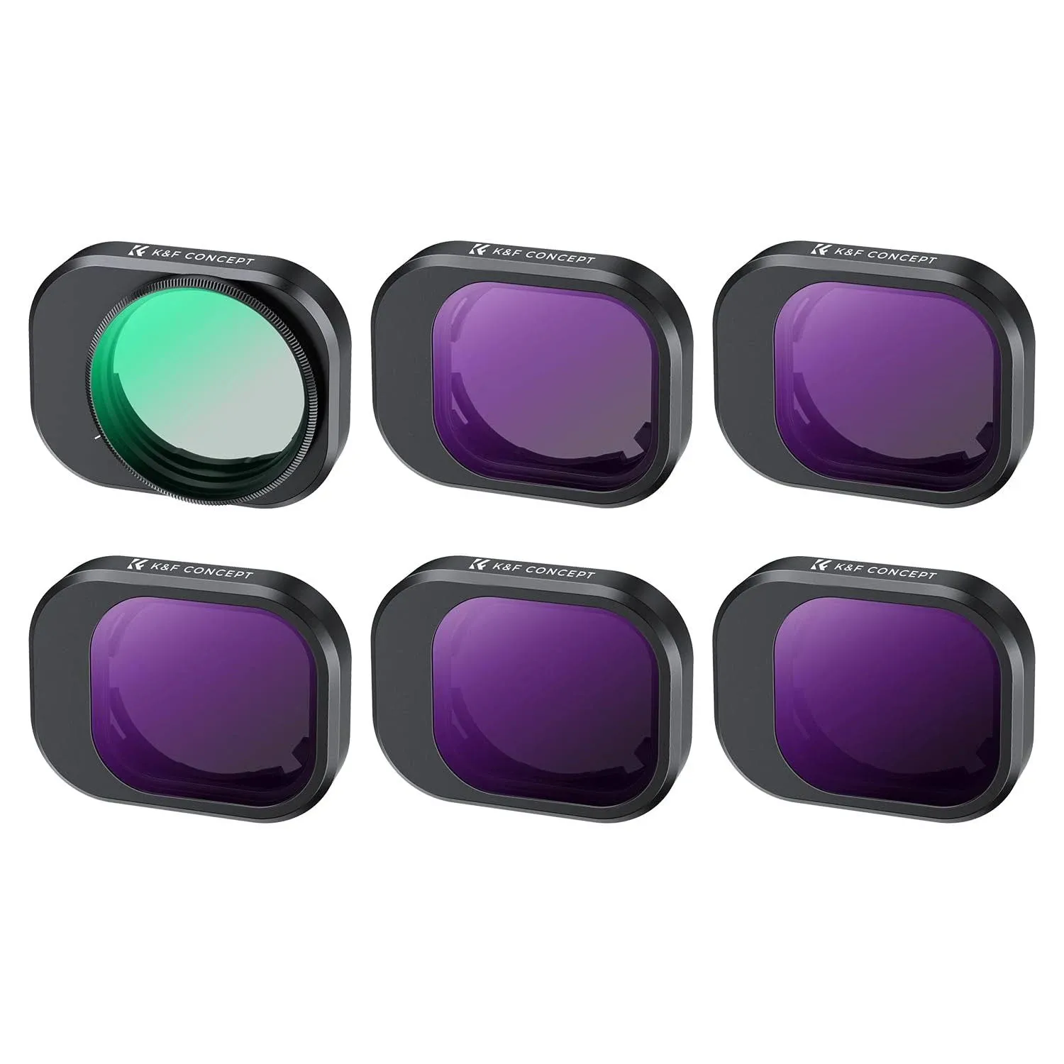 K&F Concept 6 Pack ND Filter Kit Compatible with DJI Mini 4 Pro, (ND4 ND8 ND16 ND32 ND64 ND1000) Multi-Coated Neutral Density Optical Glass Filters