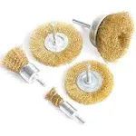 FPPO Brass Wire Wheel Brush Kit for Drill,Crimped Cup Brush with 1/4-Inch True